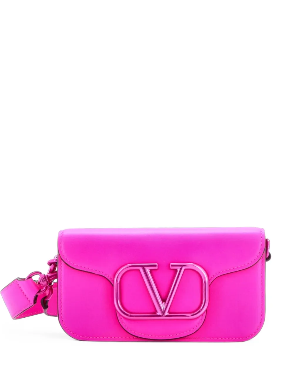 Valentino Garavani Pre-Owned VLogo Loco Flap Crossbody Bag Leather Small shoulder bag - Rosa