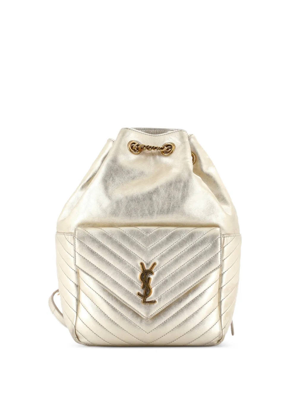Saint Laurent Pre-Owned sac à dos Joe Matelassé à chevrons - Or