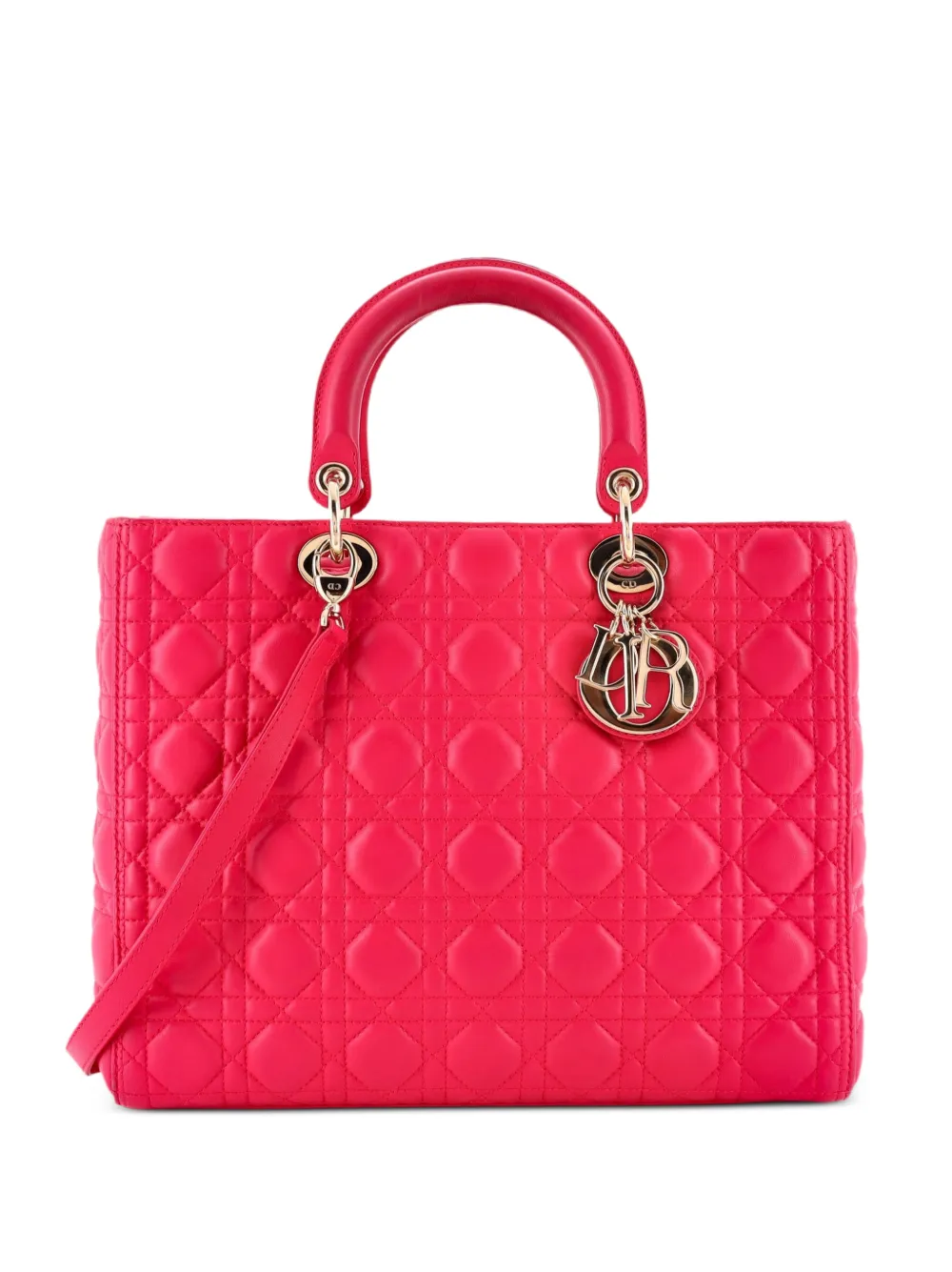 Christian Dior Pre-Owned Große Lady Dior Tote Bag aus Lammleder mit Cannage-Steppung - Rosa