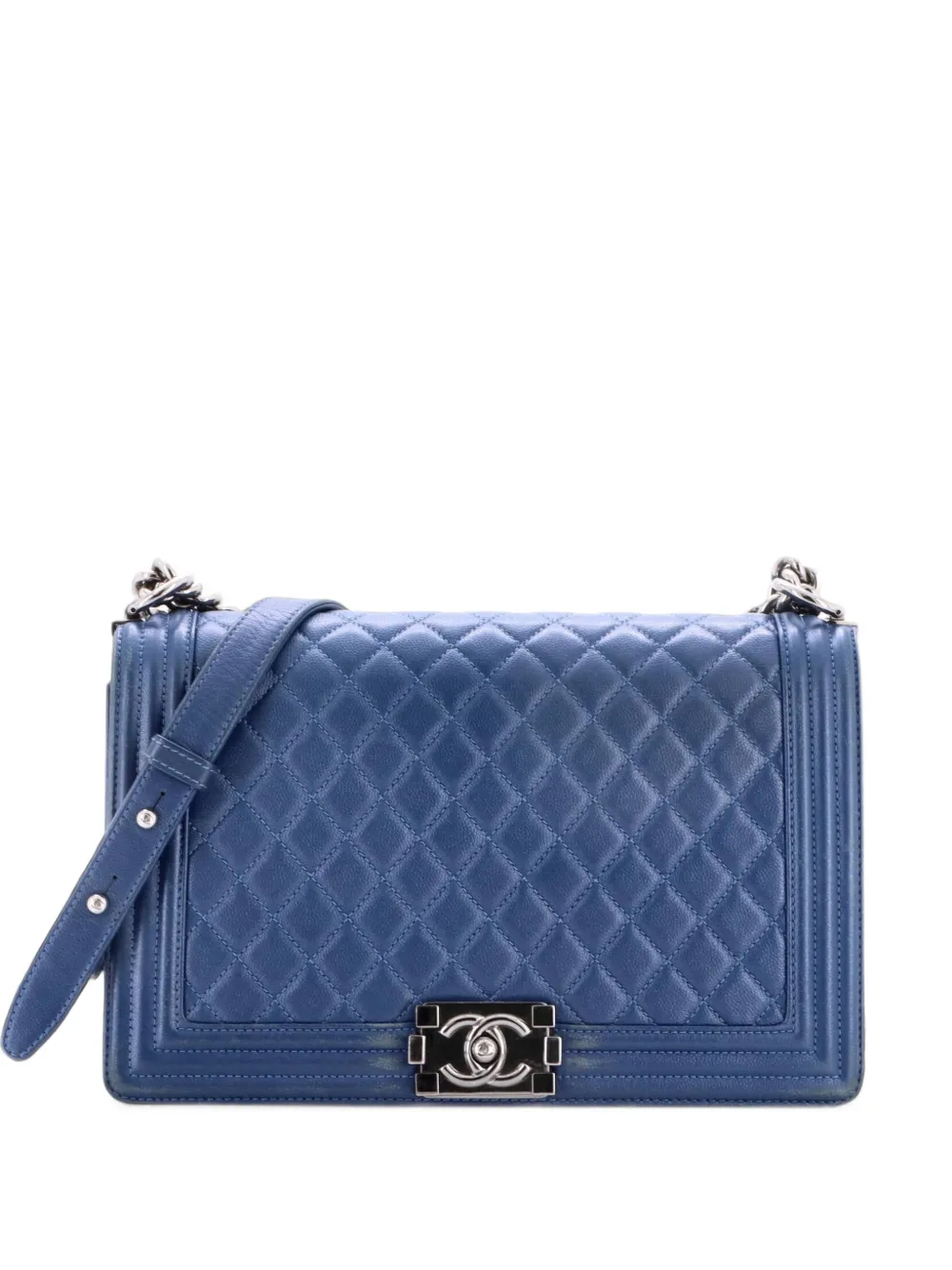 CHANEL Pre-Owned Boy Flap Bag Quilted Grained Calfskin New Medium shoulder bag - Blu