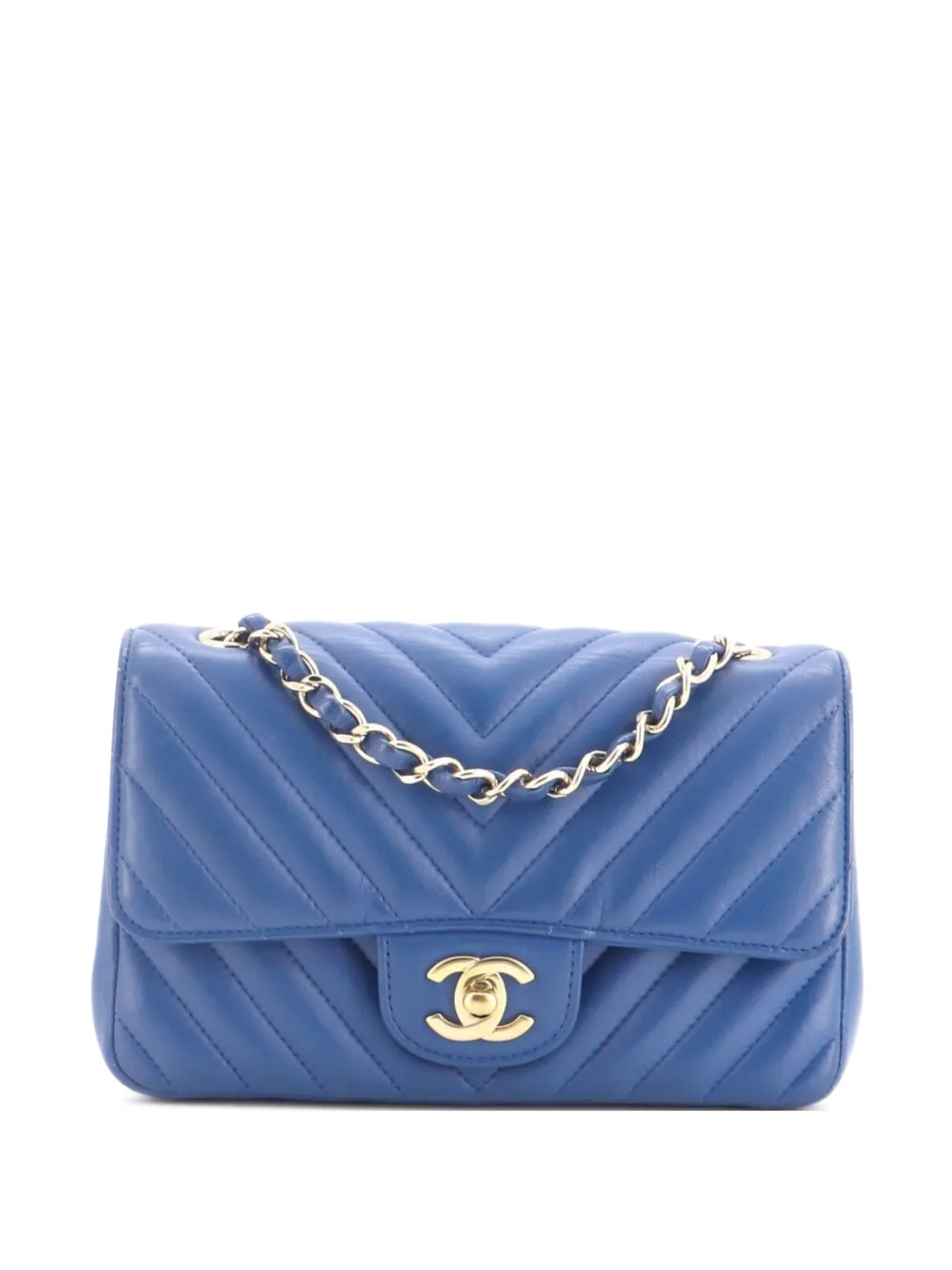 CHANEL Pre-Owned Classic Single Flap Bag Chevron Lambskin Mini shoulder bag - Blu