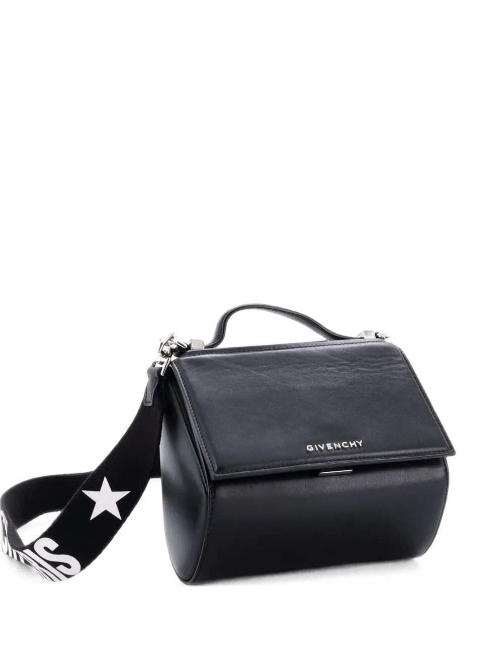 Givenchy Pre-Owned Logo Strap Pandora Box Bag Leather Mini crossbody bag - Nero