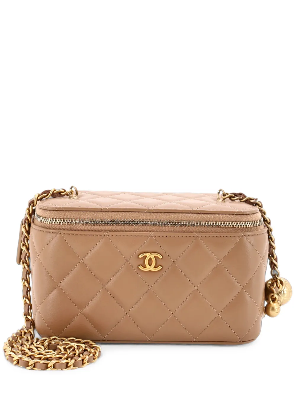 CHANEL Pre-Owned Pearl Crush Vanity Case with Chain Quilted Lambskin Small clutch bag - Toni neutri