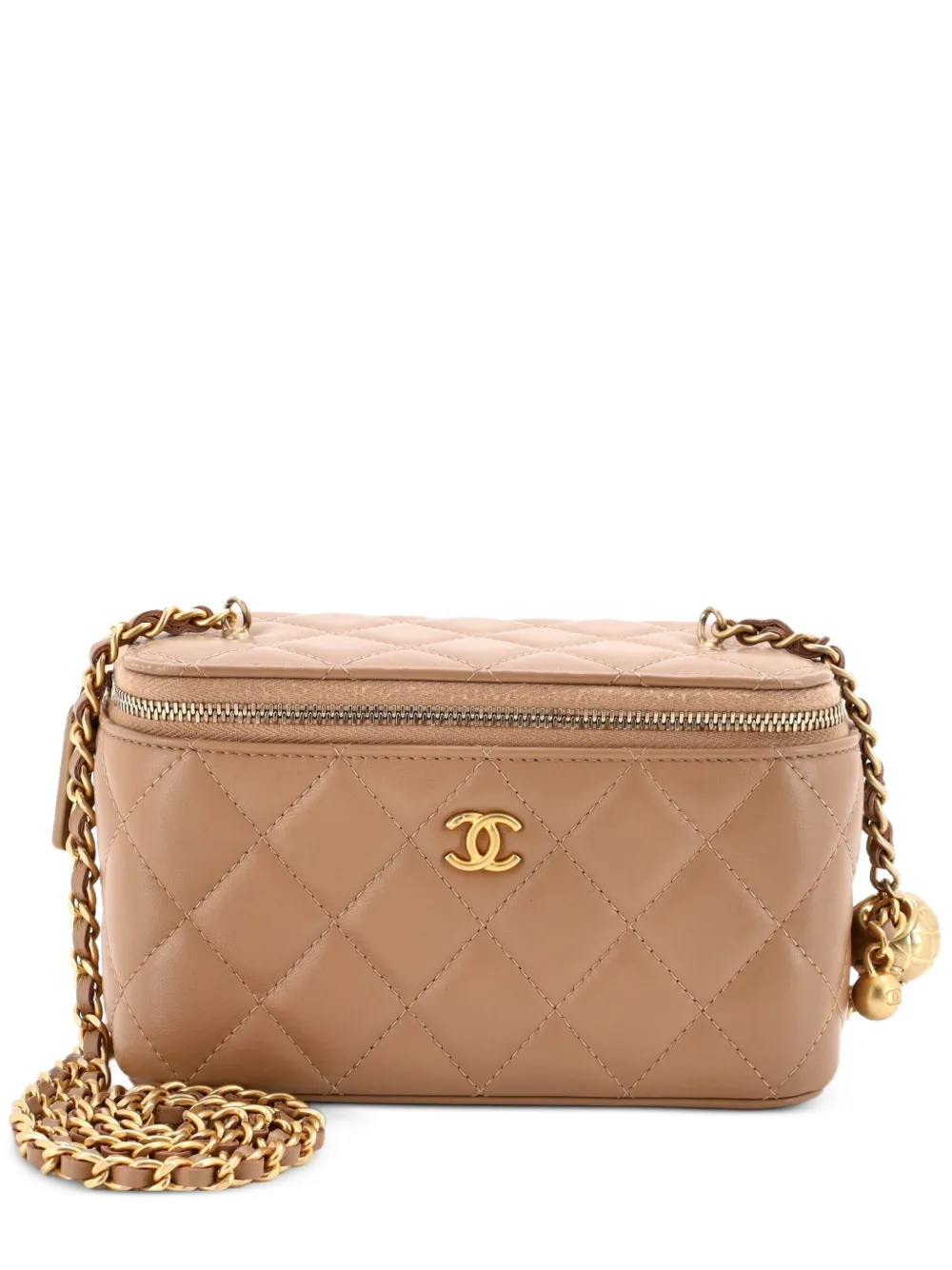 CHANEL Pre-Owned Pearl Crush Vanity Case with Chain Quilted Lambskin Small clutch bag - Toni neutri