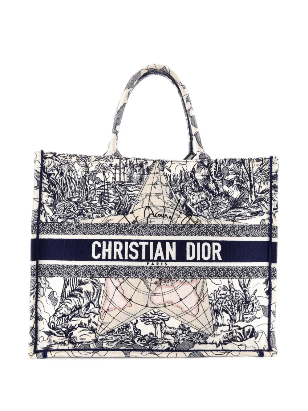 Christian Dior Pre-Owned grand cabas Book en toile brodée - Bleu Christian Dior Pre-Owned grand cabas Book en toile brodée - Bleu