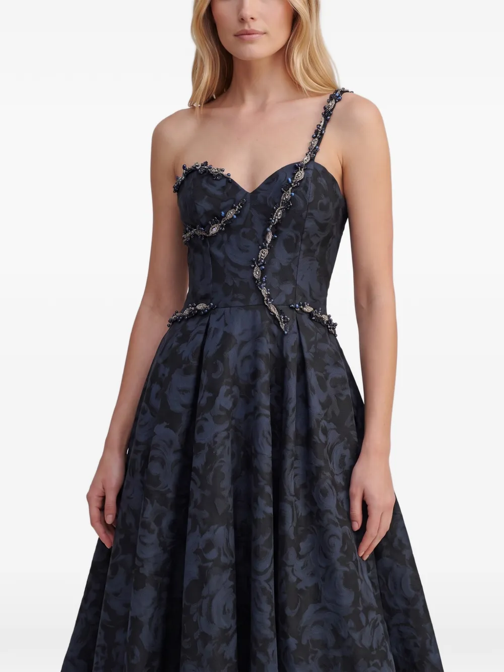 Marco Gabrielli Atelier beaded floral-jacquard maxi dress - Nero