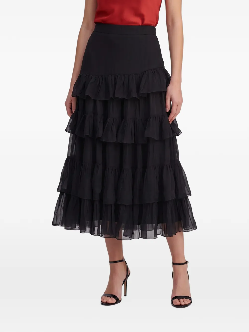 Prada Pre-Owned silk midi skirt - Nero