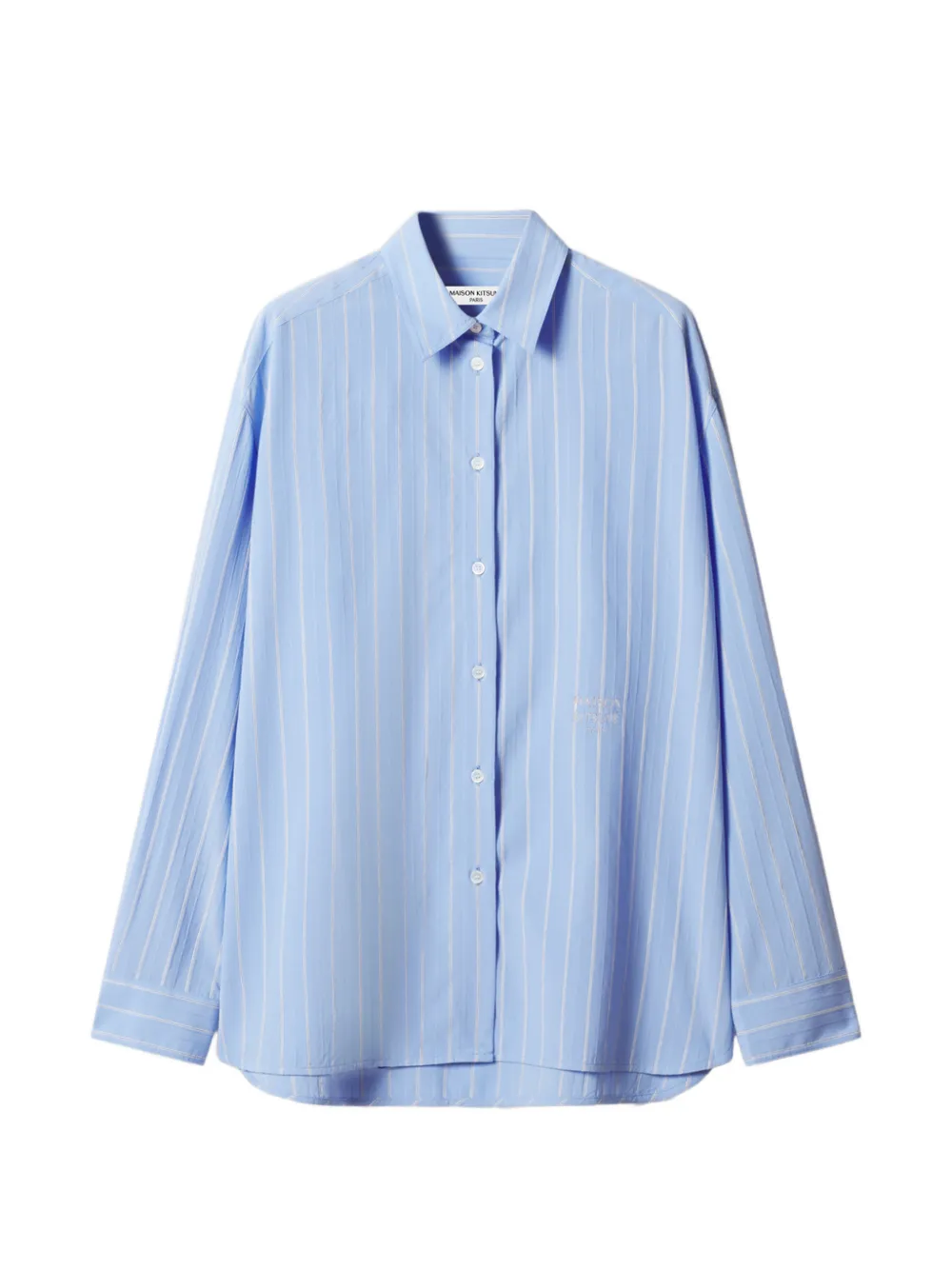 Maison Kitsuné vertical-stripe logo-print shirt - Blu