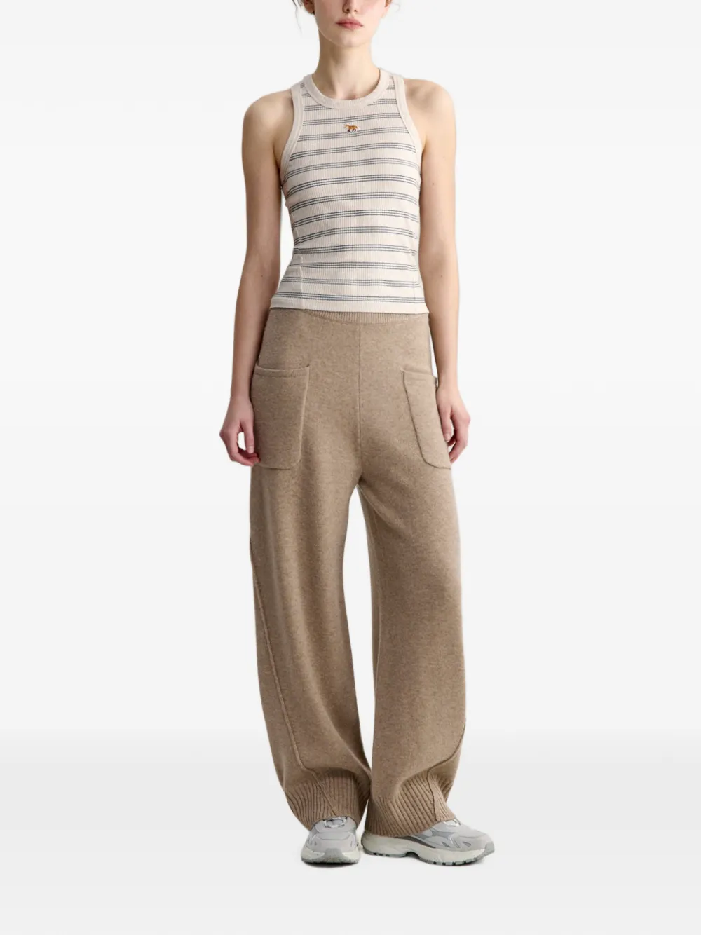 Maison Kitsuné Baby Fox striped tank top Beige