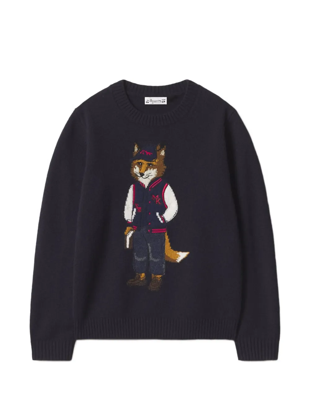 MAISON KITSUNE KIDS x Bonpoint Mitchell elbow-patch wool sweater - Blu