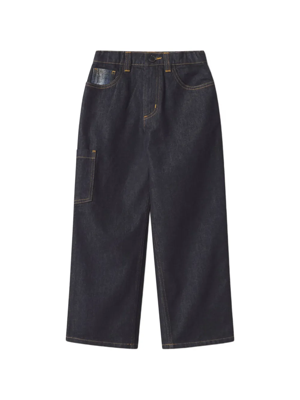 MAISON KITSUNE KIDS x Bonpoint Morys logo-patch wide-leg jeans - Blu