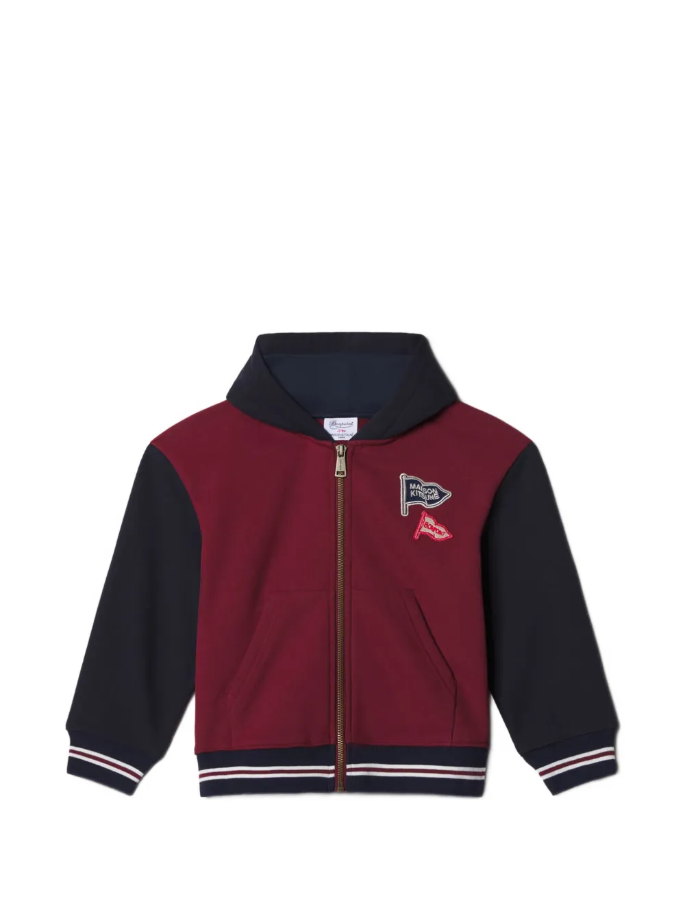MAISON KITSUNE KIDS x Bonpoint Sweat Marvey logo-patch zip-up hoodie Rood