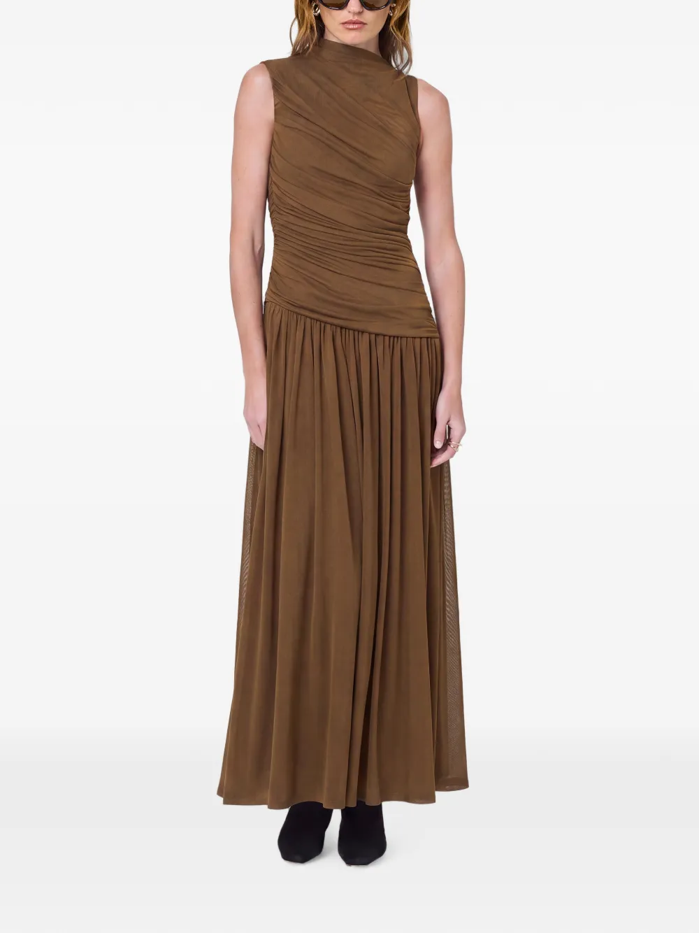 Nicholas Maxi-jurk met ruches Bruin