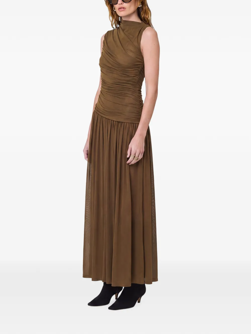 Nicholas Maxi-jurk met ruches Bruin