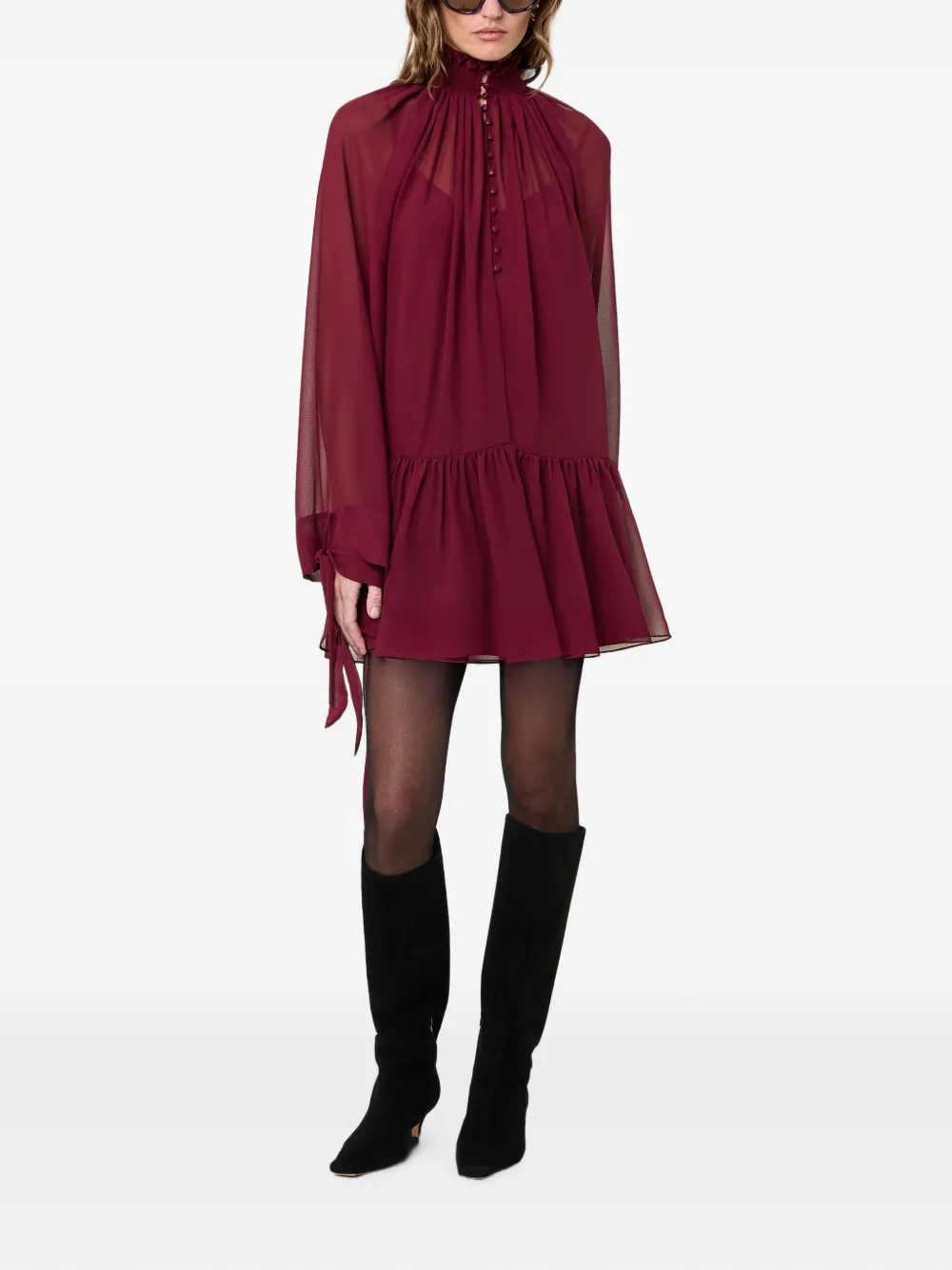 Nicholas Mini-jurk met ruches Rood