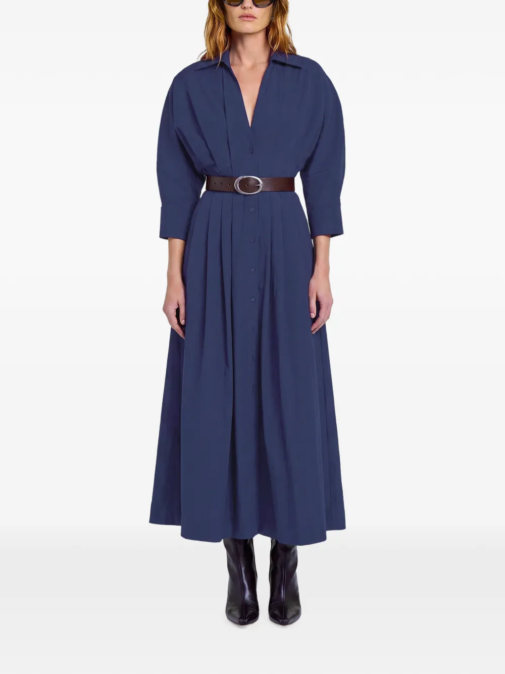 Nicholas Lana geplooide maxi-jurk met ceintuur Blauw