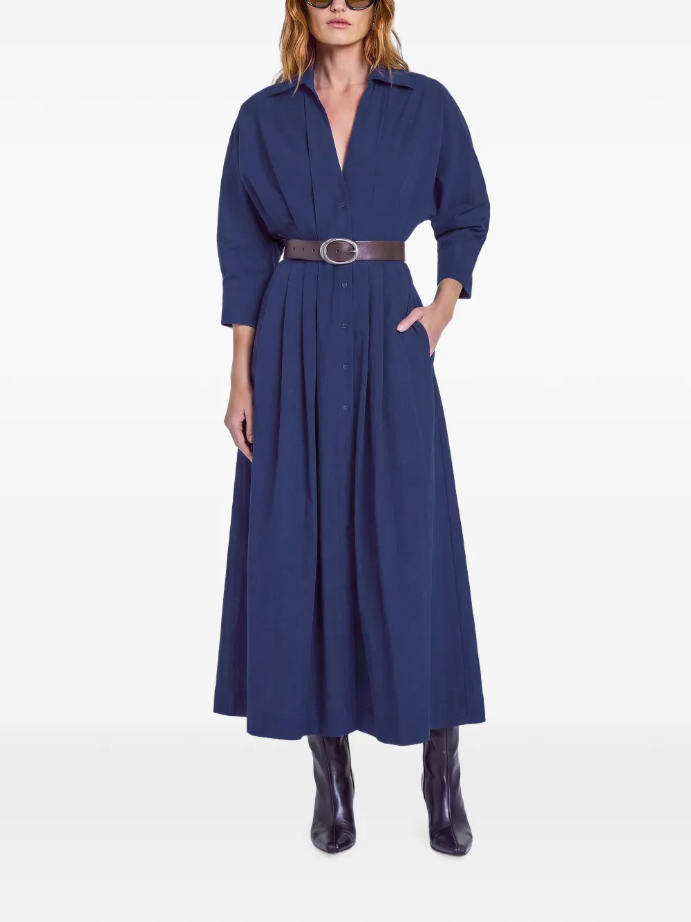Nicholas Lana geplooide maxi-jurk met ceintuur Blauw