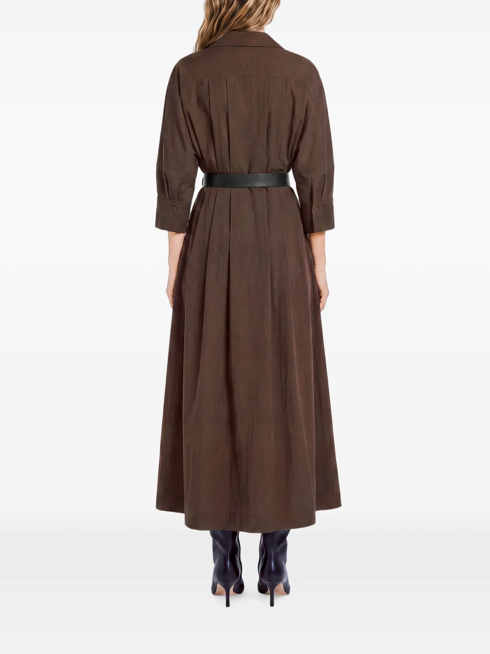 Nicholas Geplooide midi-jurk Bruin