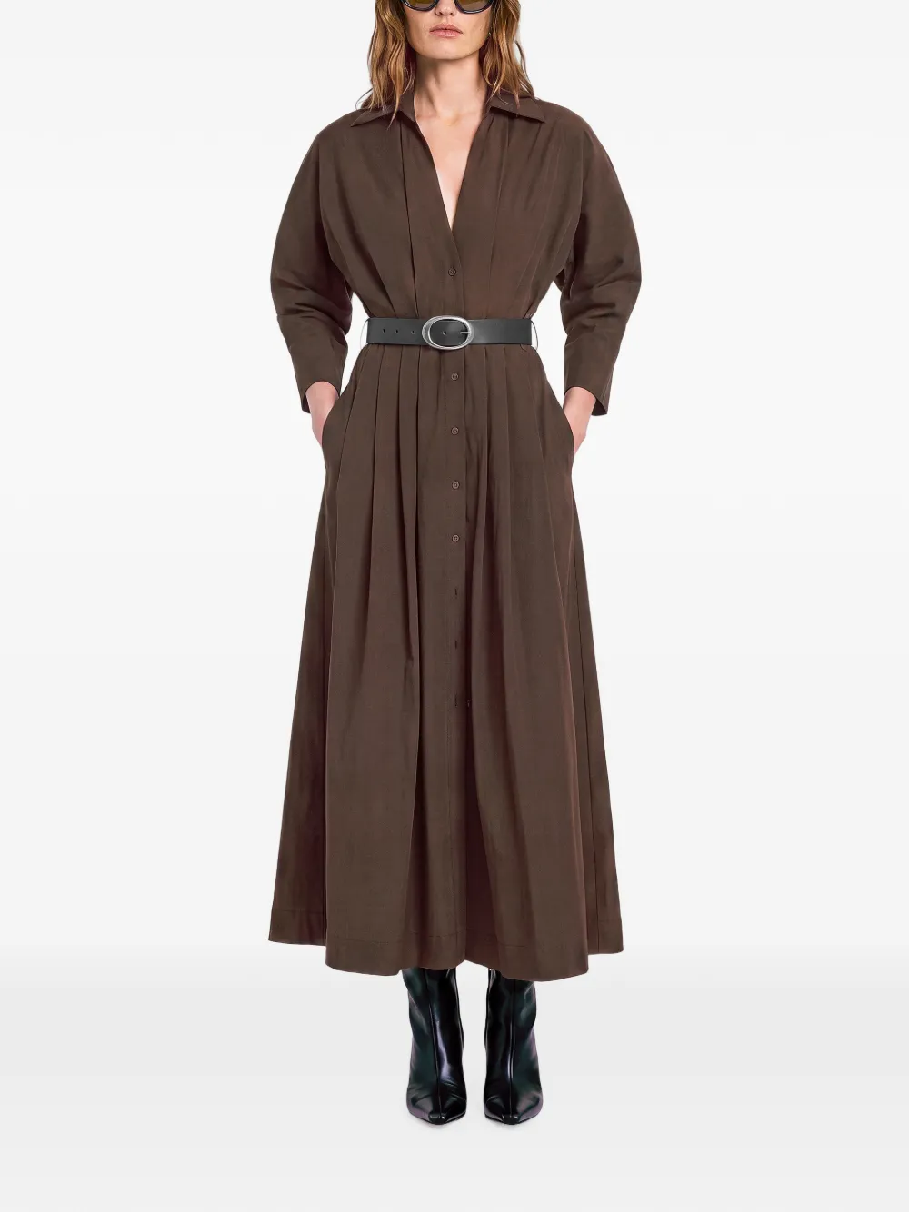 Nicholas Lanae maxi-jurk Bruin