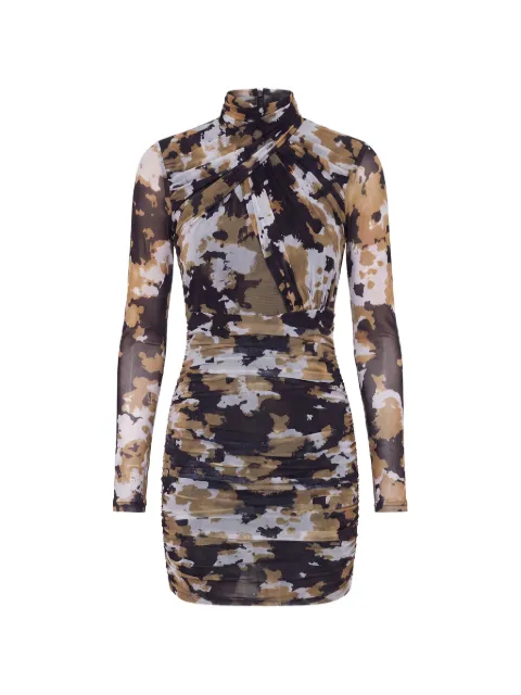 Nicholas ruched abstract-print mini dress