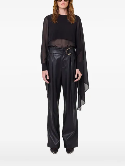 Nicholas asymmetric draped-sleeve blouse