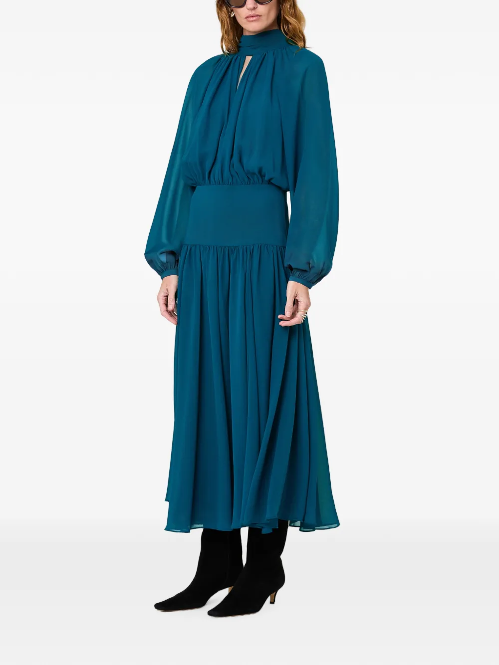 Nicholas Gesmockte midi-jurk met rugstrik Blauw
