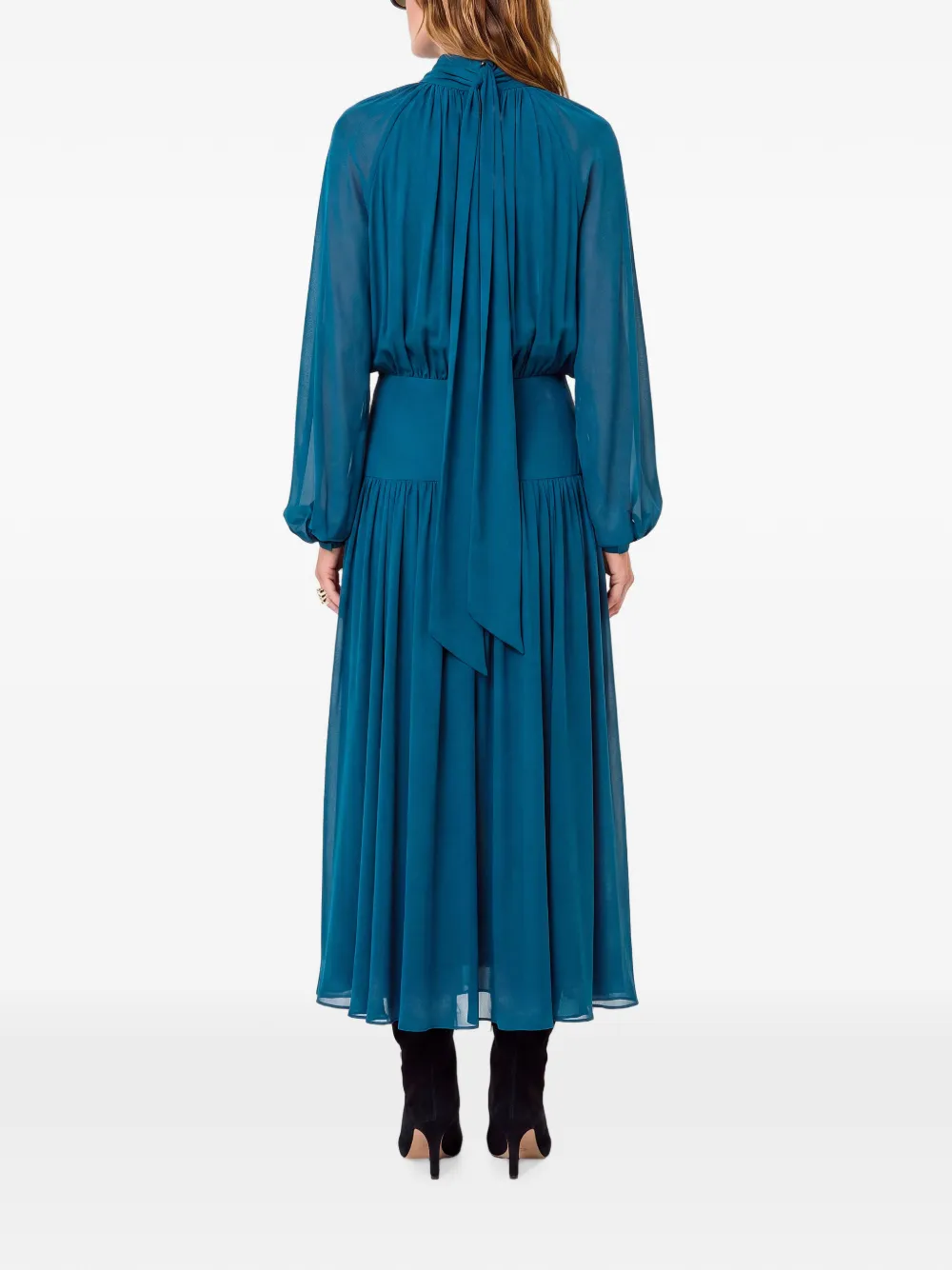Nicholas Gesmockte midi-jurk met rugstrik Blauw