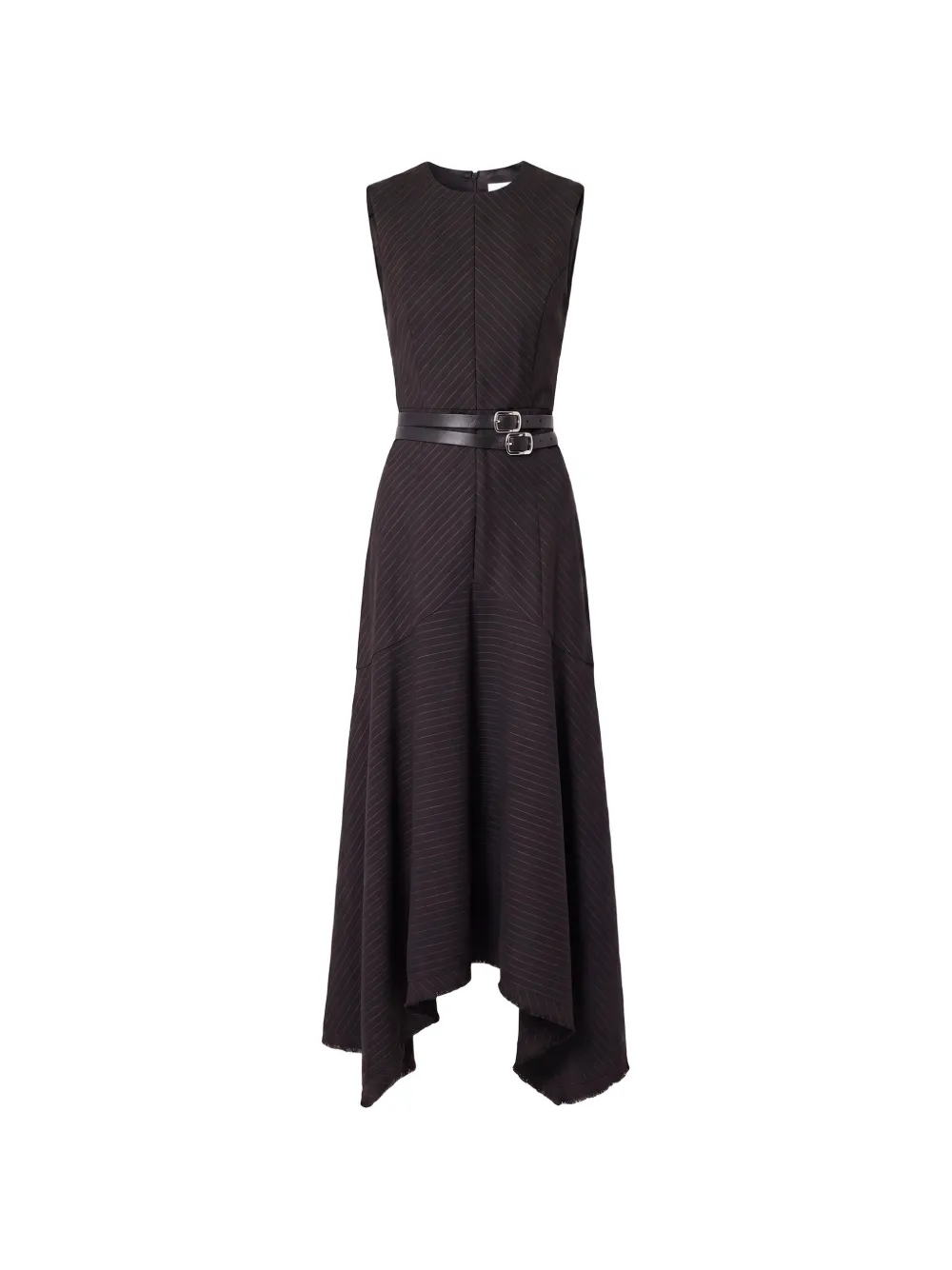 Nicholas robe asymétrique à taille ceinturée et fines rayures - Noir Nicholas robe asymétrique à taille ceinturée et fines rayures - Noir