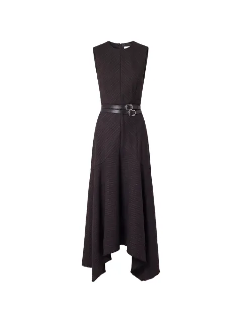 Nicholas pinstripe belted-waist asymmetric dress