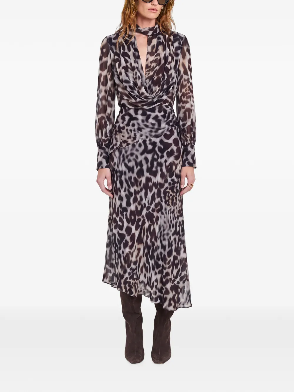Nicholas Jurk met luipaardprint Bruin