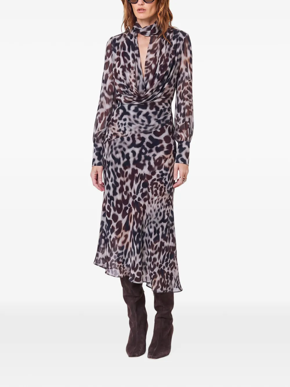 Nicholas Jurk met luipaardprint Bruin