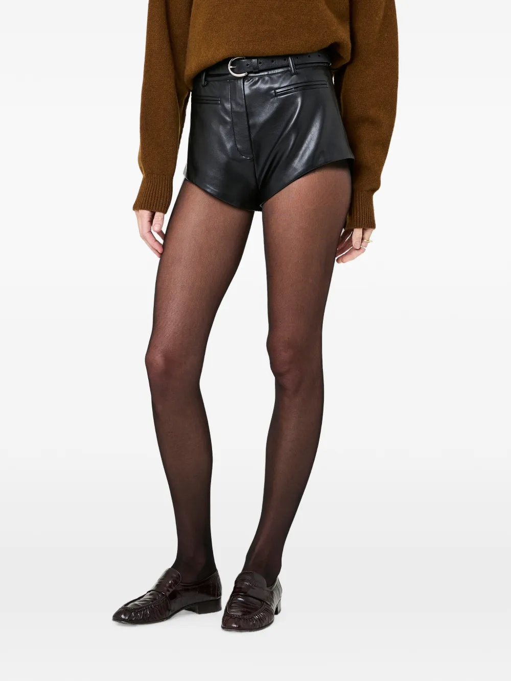 Nicholas leather high-cut shorts - Nero