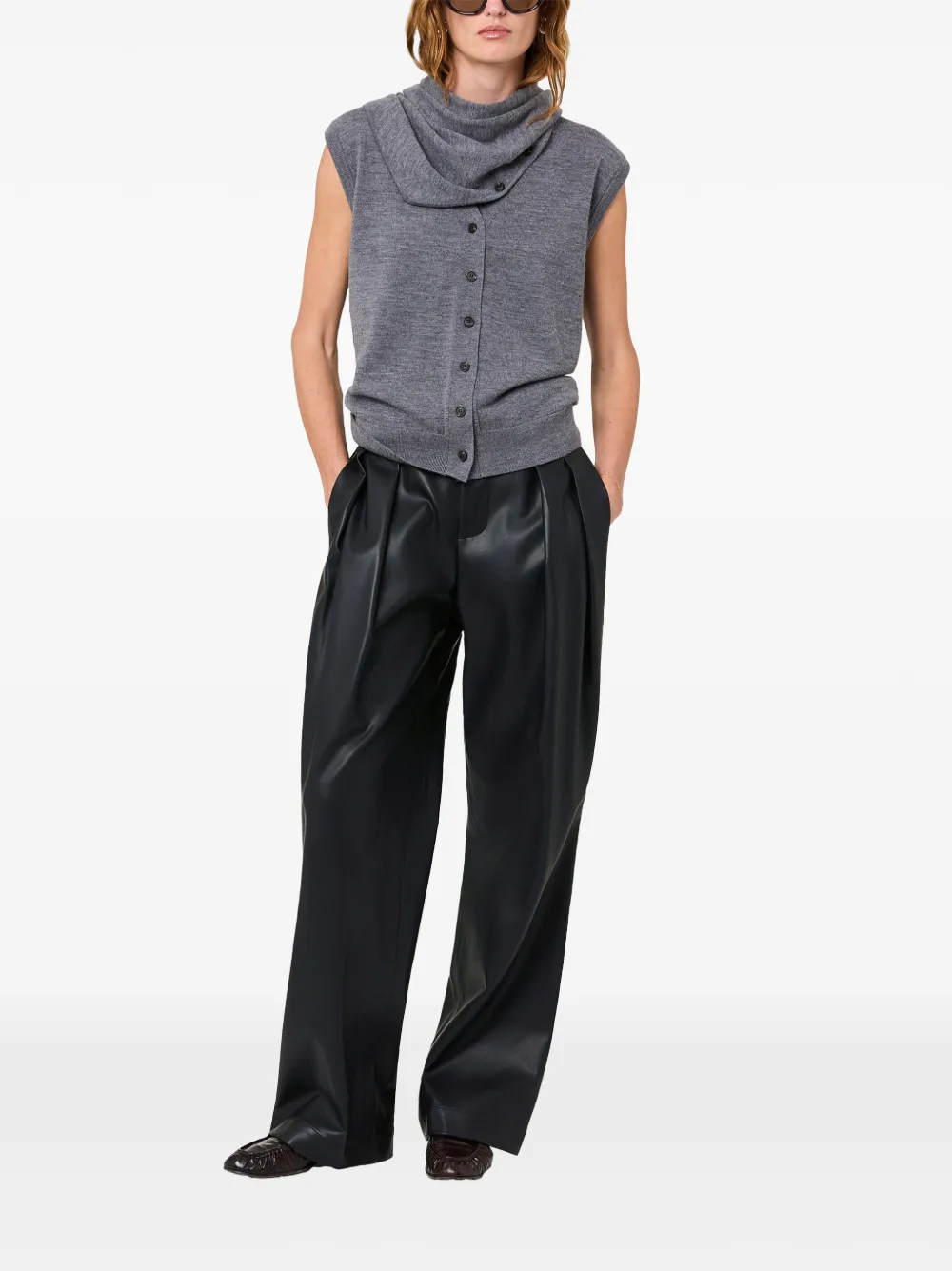 Nicholas button-up draped sweater