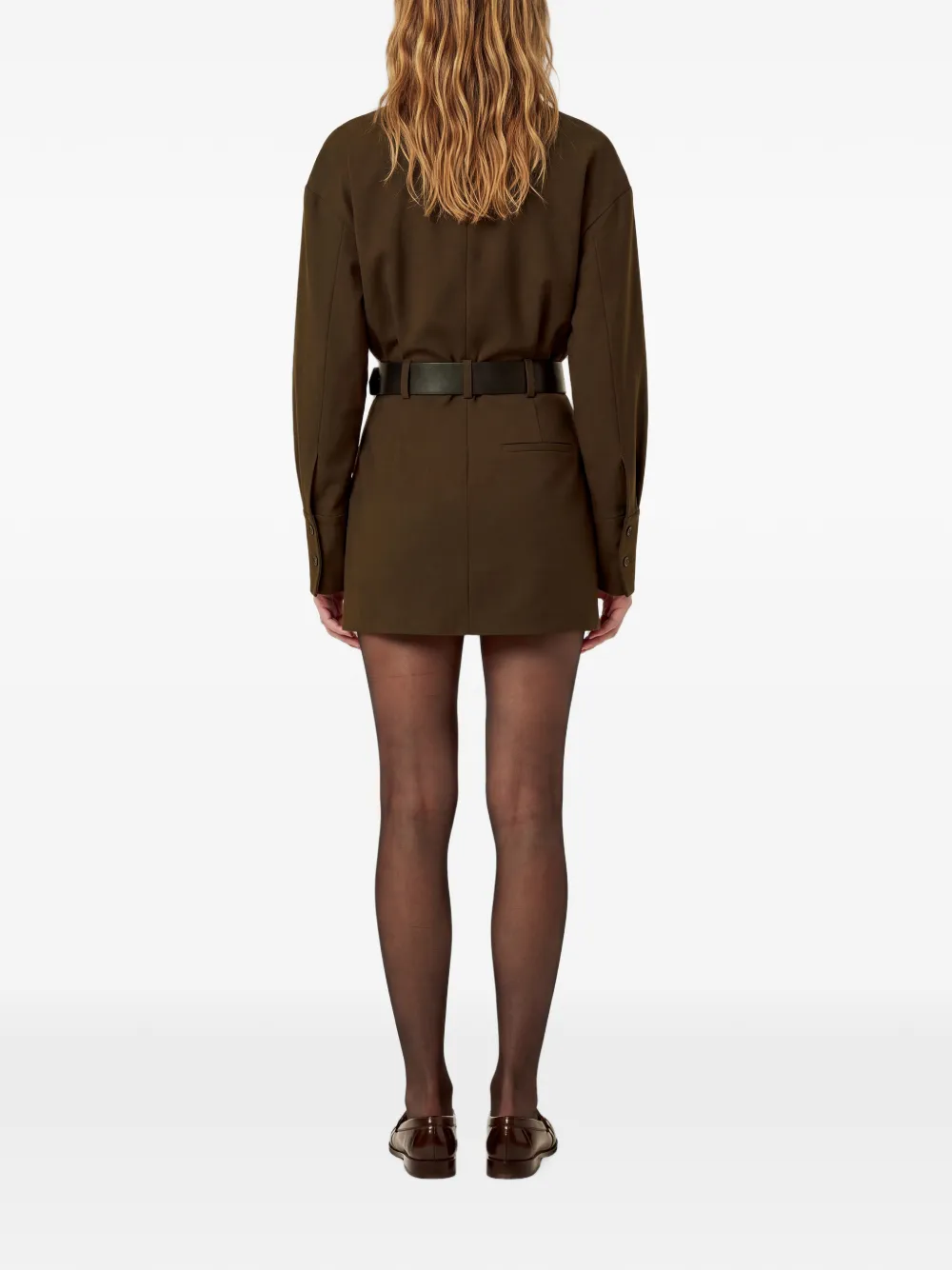 Nicholas Mini-jurk met hoge hals en ceintuur Groen