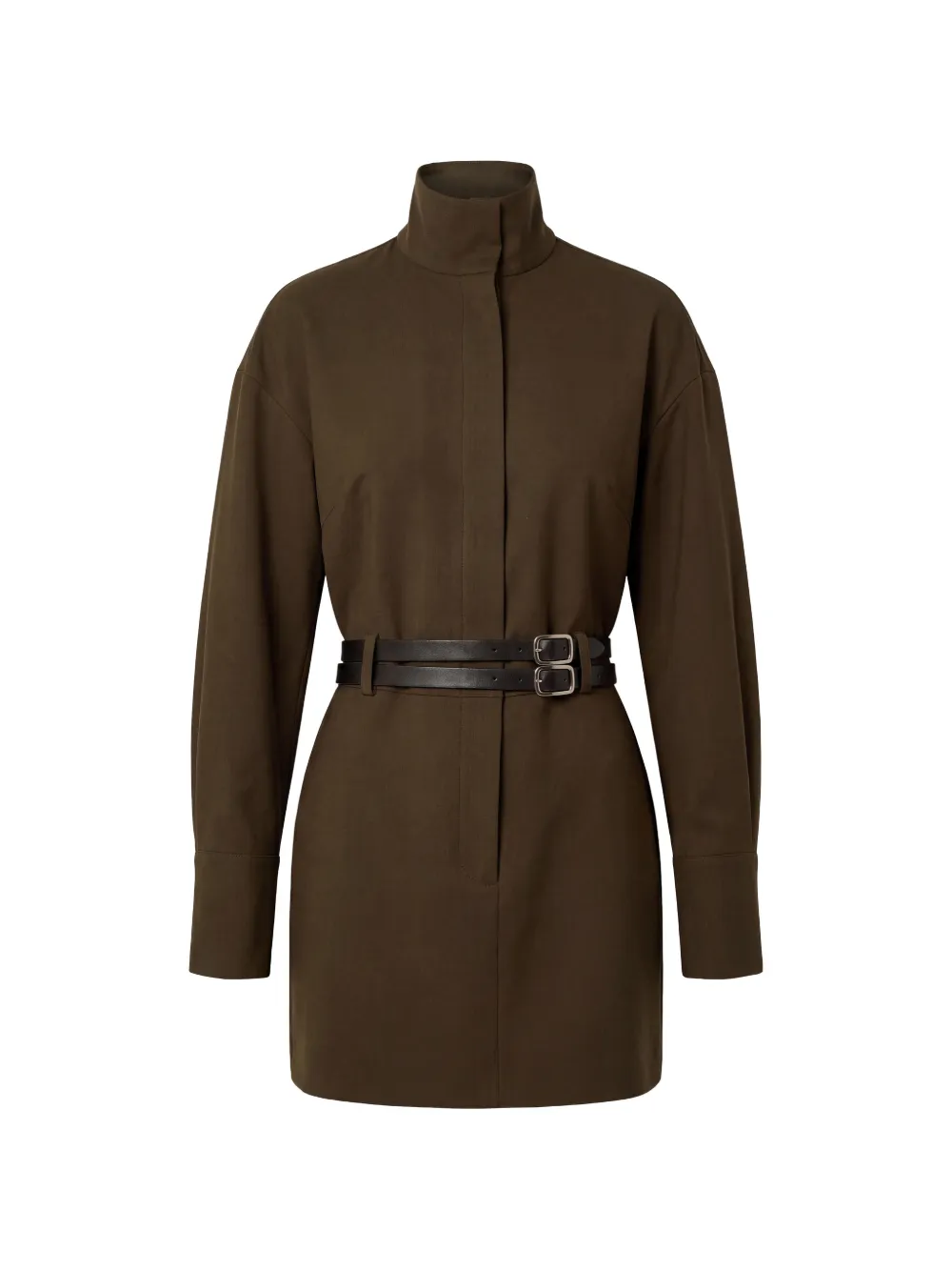Nicholas Belted High-neck Mini Dress In Green