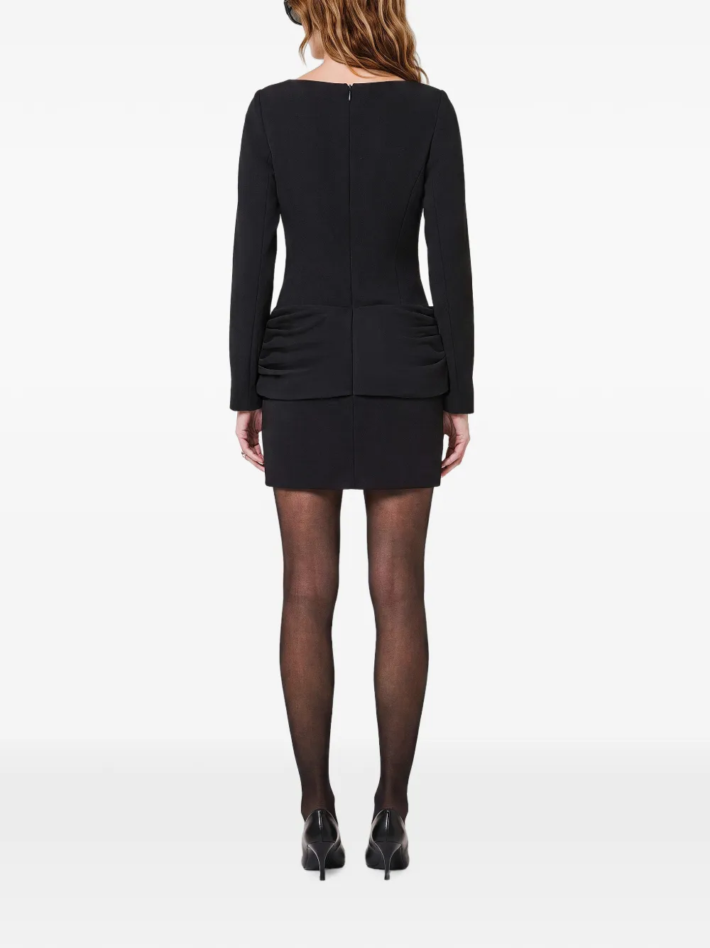 Nicholas Mini-jurk met ruches en lange mouwen Zwart