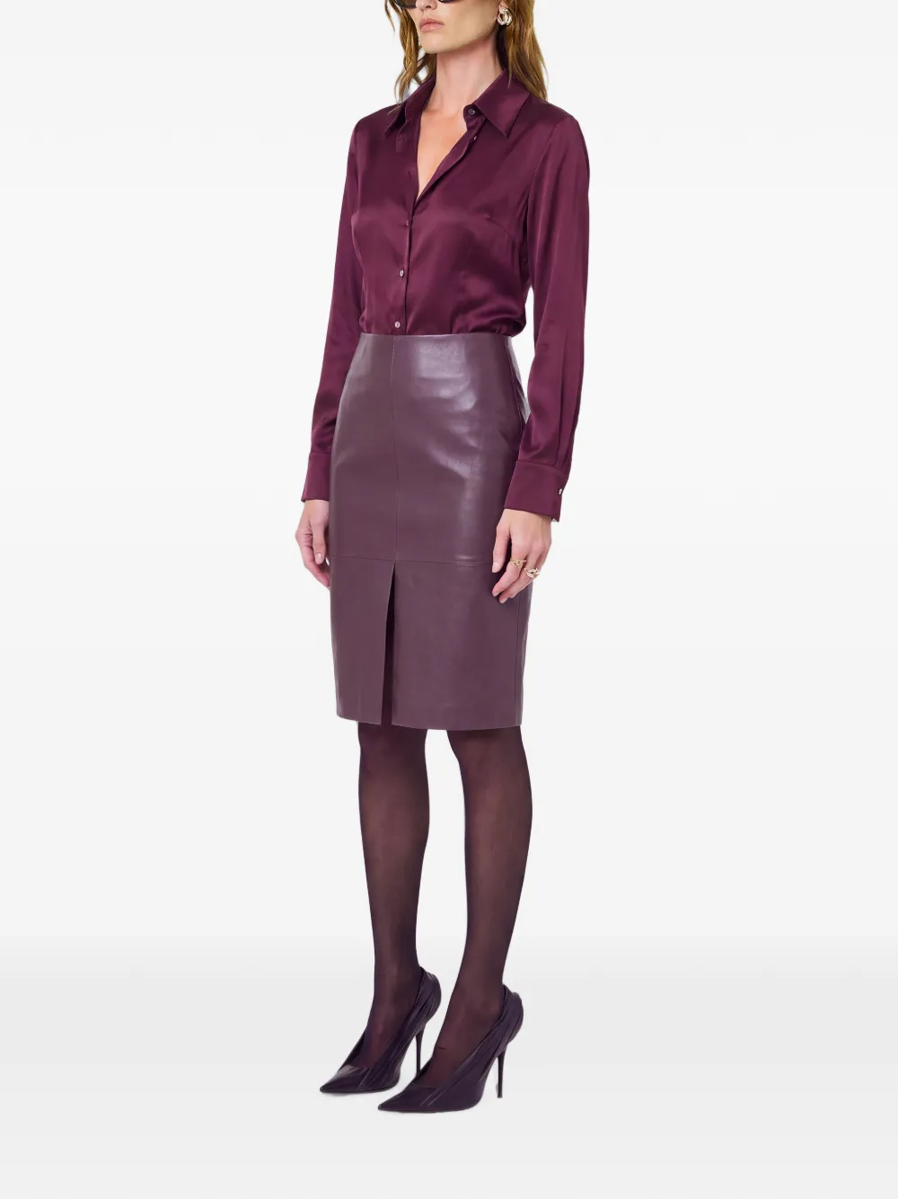 Nicholas Paloma satin-finish long-sleeve shirt Rood