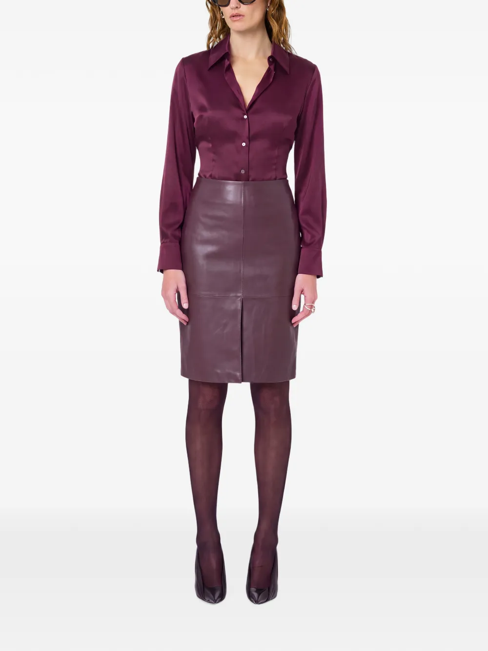 Nicholas Paloma satin-finish long-sleeve shirt Rood