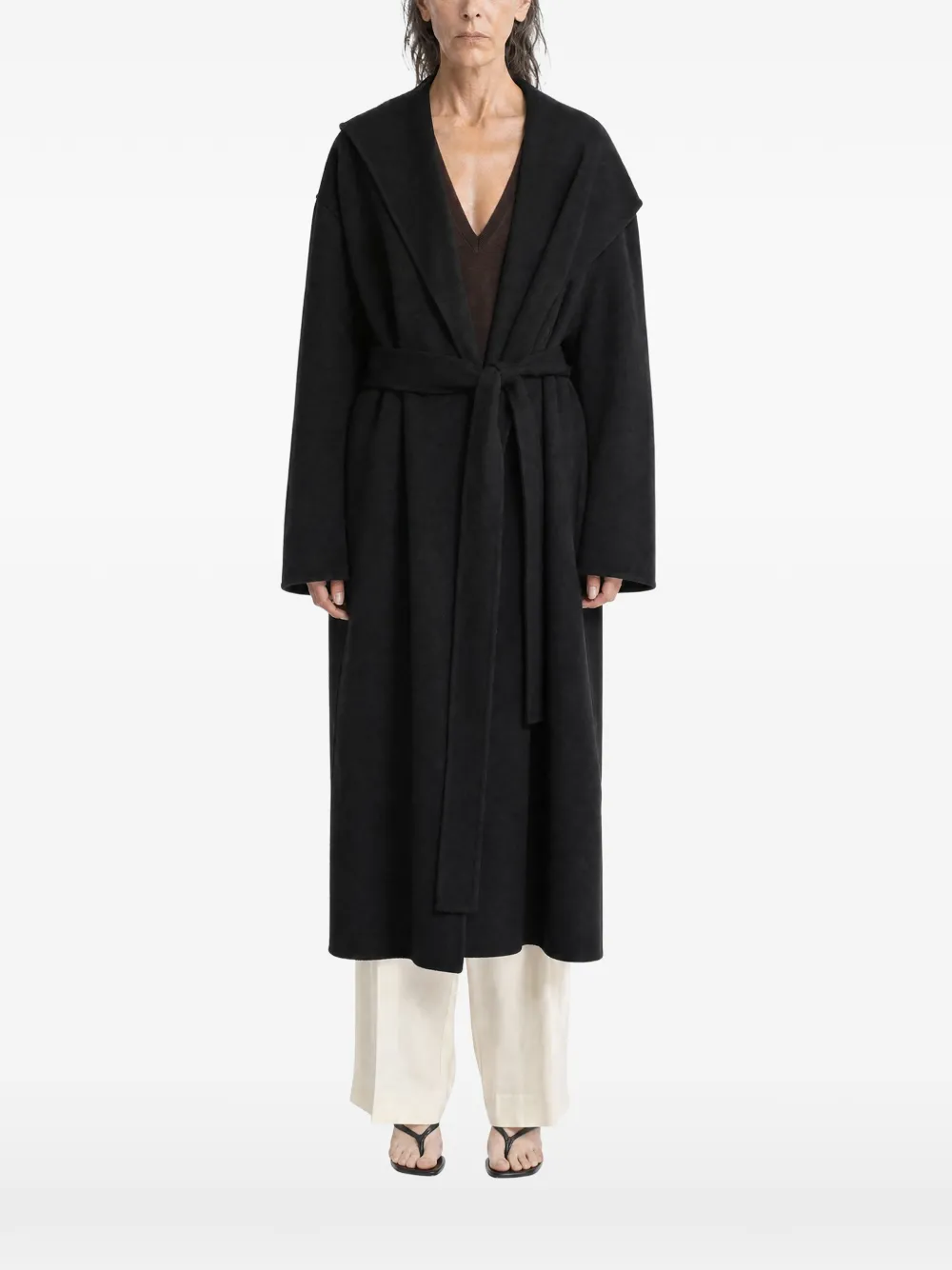 TOTEME hooded belted coat - Nero