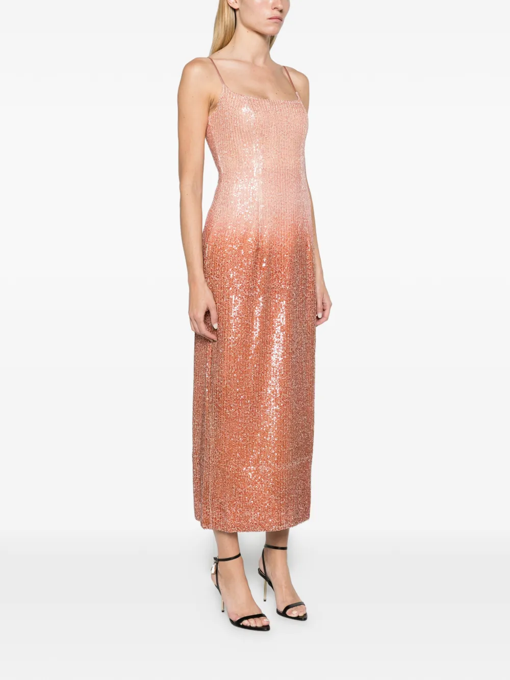 Aje Vionara ombré midi-jurk met pailletten Oranje