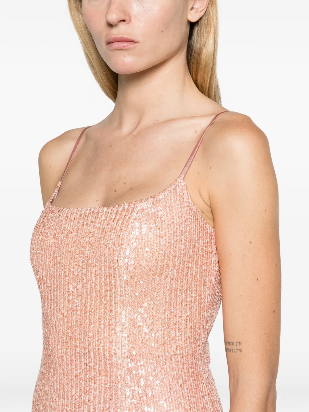 Aje Vionara ombré midi-jurk met pailletten Oranje