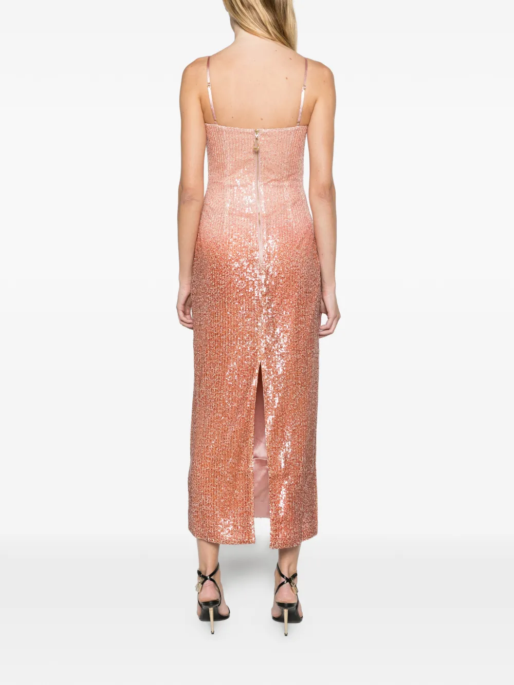 Aje Vionara ombré midi-jurk met pailletten Oranje