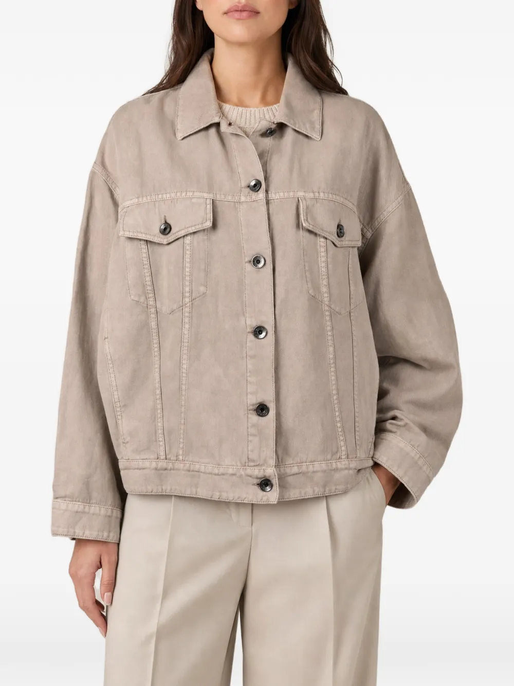 Brunello Cucinelli button-front flap-pocket jacket - Nude