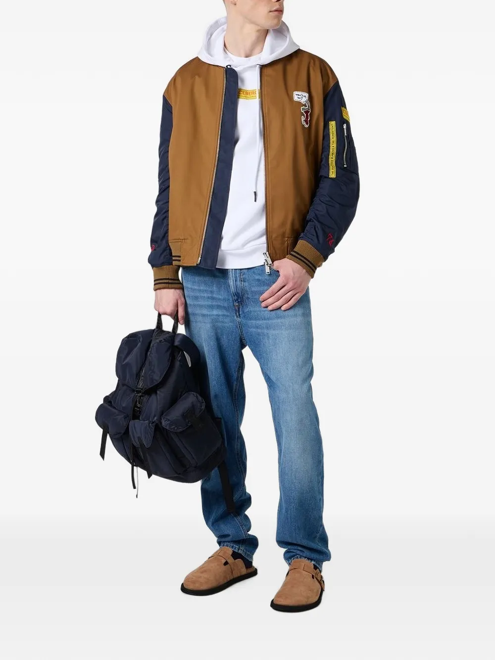 Iceberg Jack met borduurwerk en colourblocking Bruin