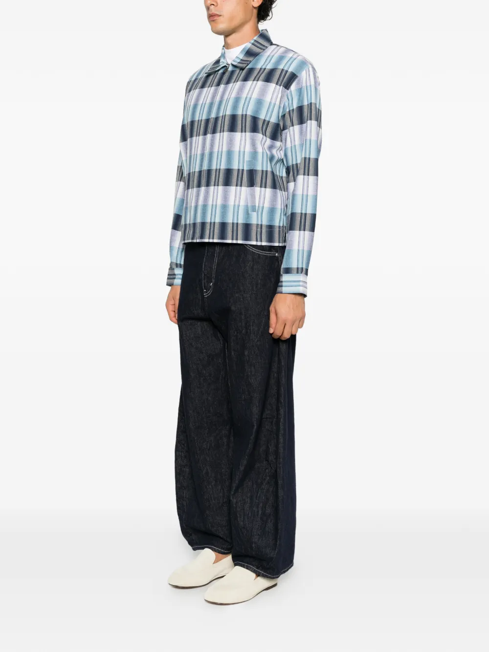 JW Anderson check zip-up blouson jacket Blauw