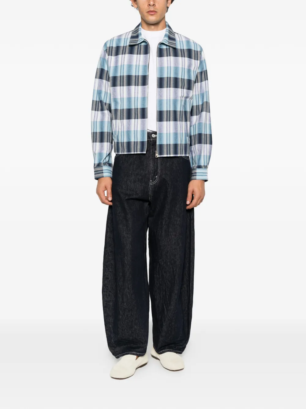 JW Anderson check zip-up blouson jacket Blauw