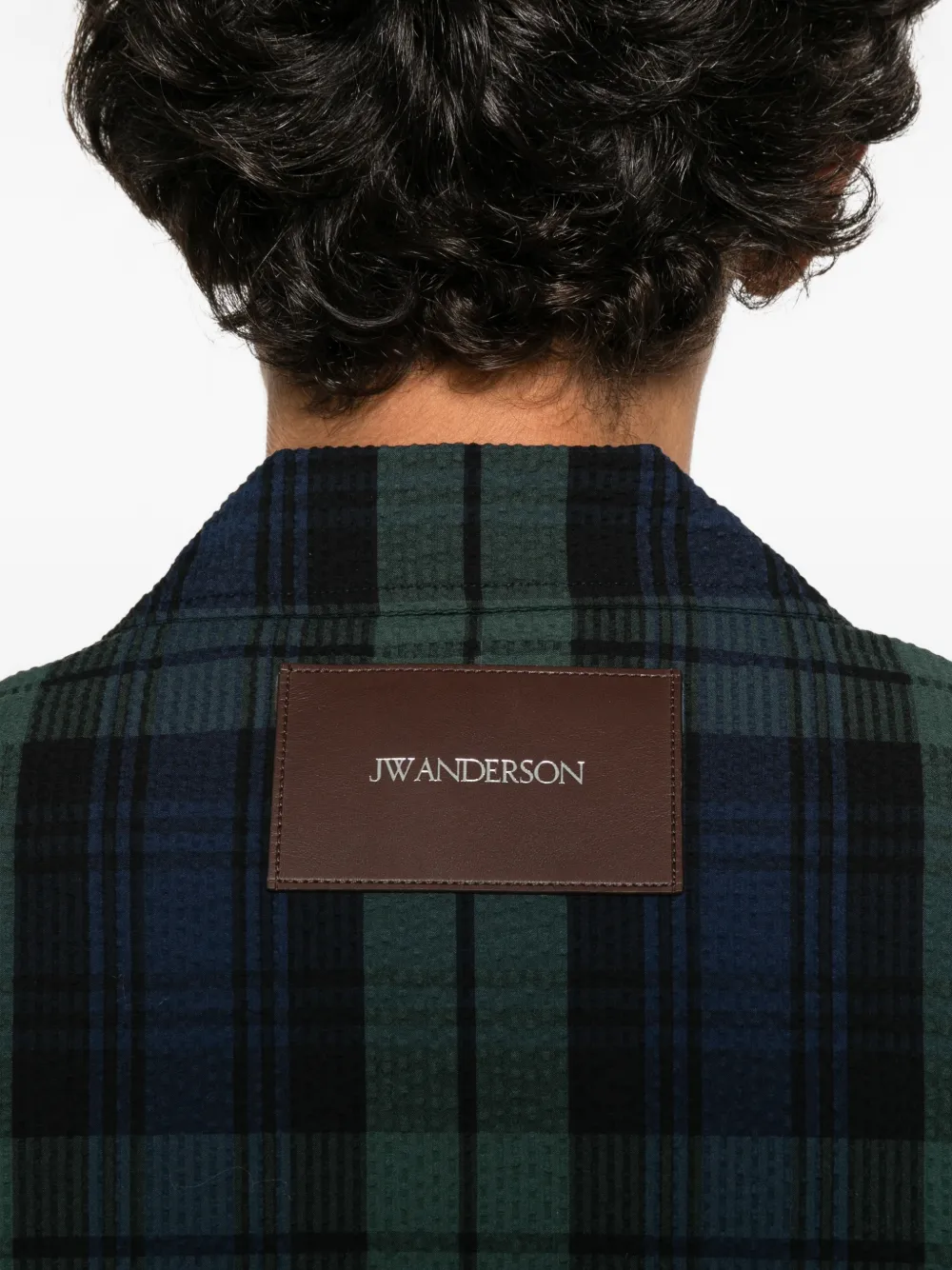 JW Anderson check-pattern front-zip blouson jacket Blauw