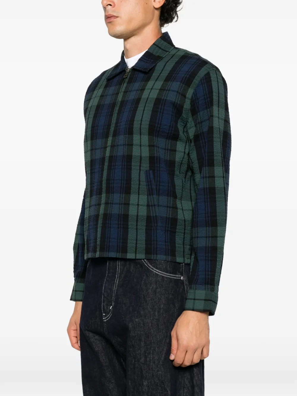 JW Anderson check-pattern front-zip blouson jacket Blauw