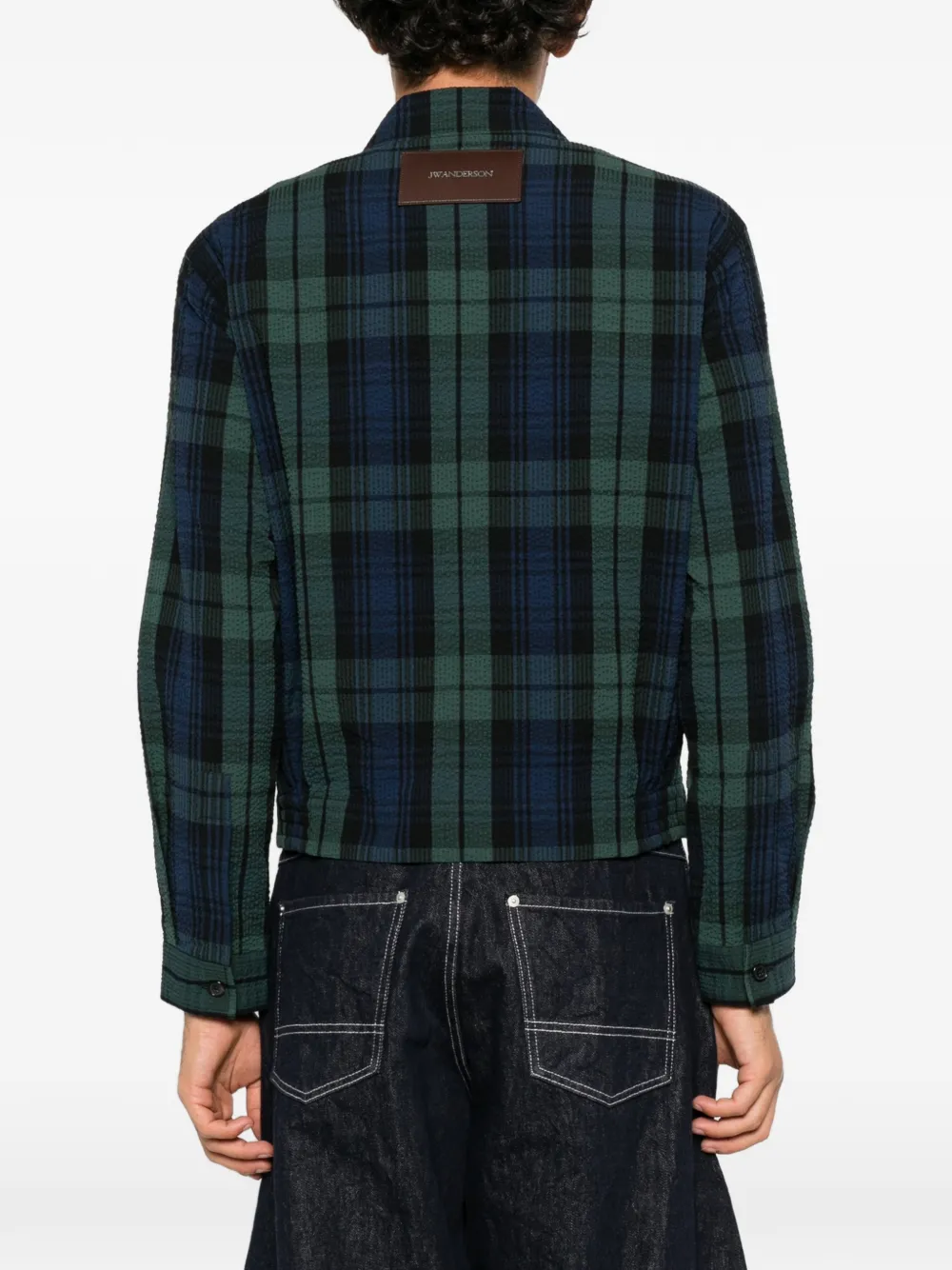 JW Anderson check-pattern front-zip blouson jacket Blauw