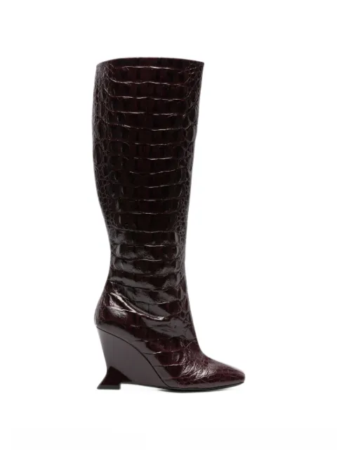 Balmain wedge embossed croco boots